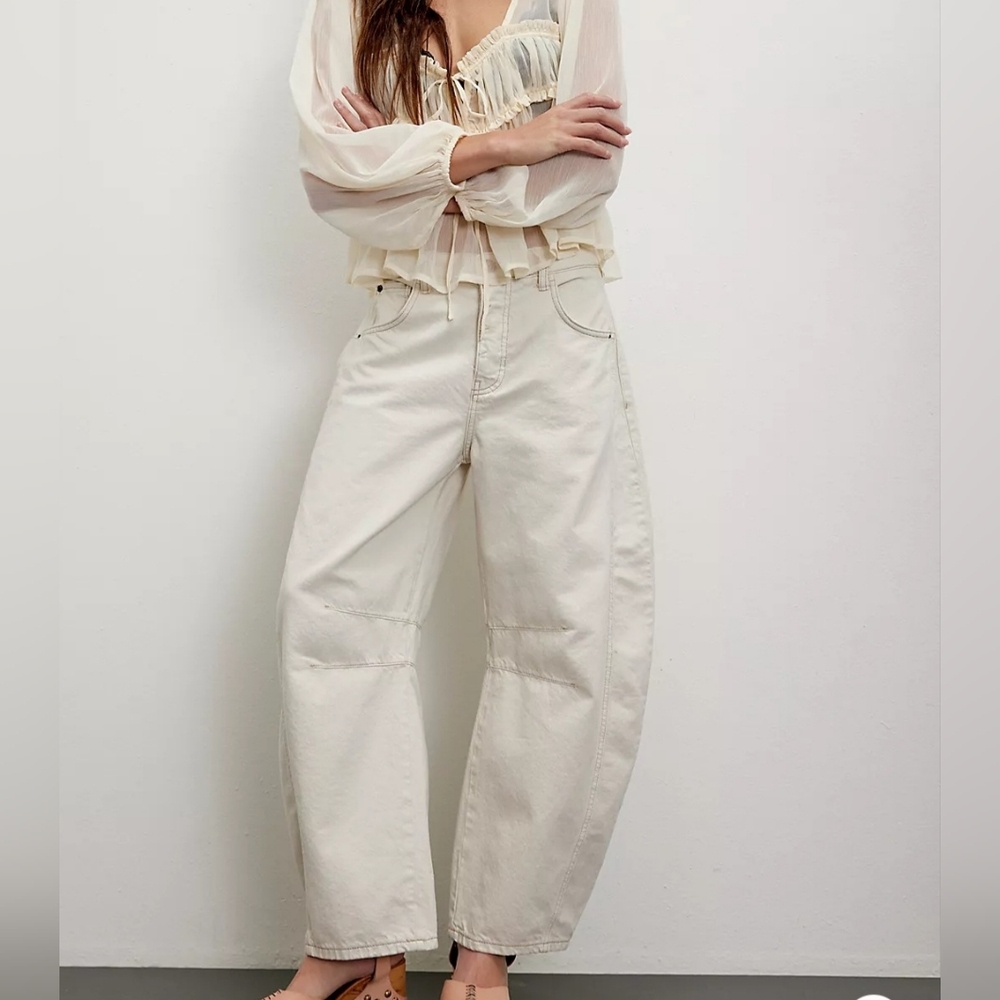 We The Free Free People  Lucky You Mid Rise Barrel Jeans Size 31 - Picture 15 of 16